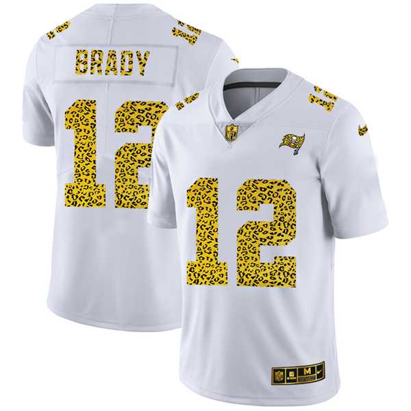 Men%27s Tampa Bay Buccaneers #12 Tom Brady 2020 White Leopard Print Fashion Limited Football Stitched Jersey Dyin->atlanta falcons->NFL Jersey